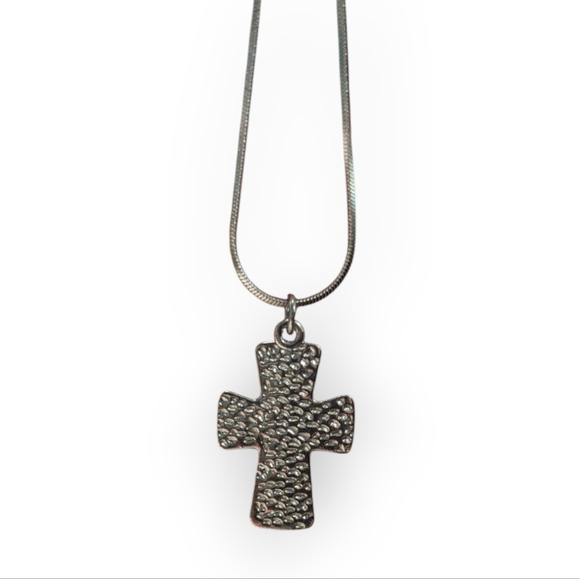 18" Red Enamel Cross Intersection  Pendant Necklace - Picture 3 of 4